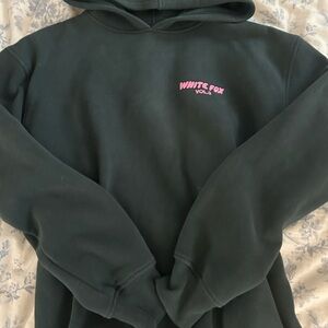 White Fox Boutique Dark Green Hoodie with Pink Logo